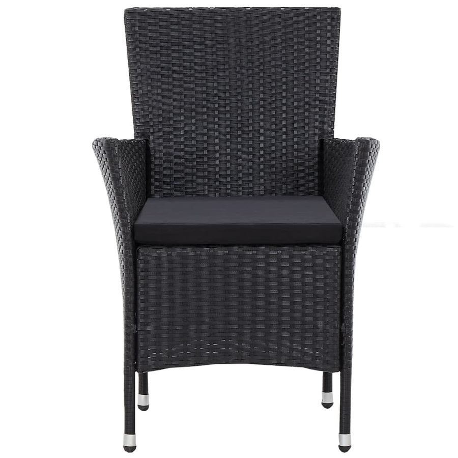 -Delige Tuinset Poly Rattan Zwart 5 90 cm tafellengte