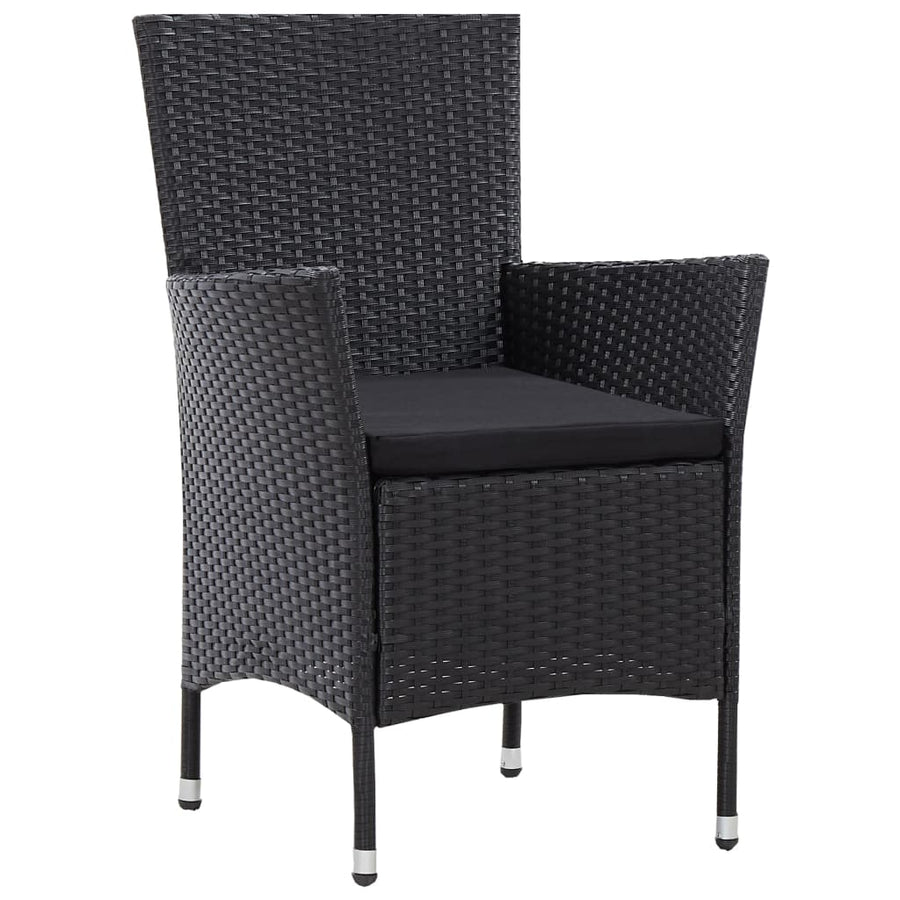 -Delige Tuinset Poly Rattan Zwart 5 90 cm tafellengte