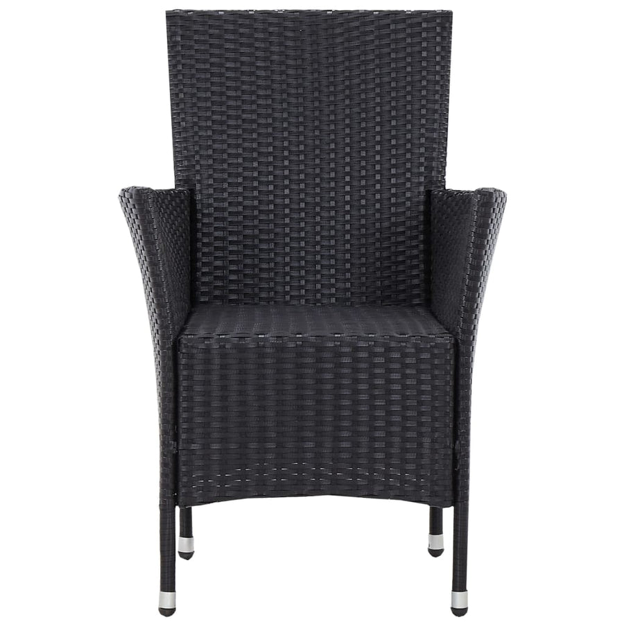 -Delige Tuinset Poly Rattan Zwart 5 90 cm tafellengte
