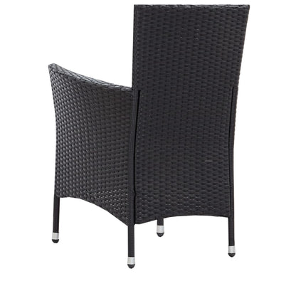 -Delige Tuinset Poly Rattan Zwart 5 90 cm tafellengte
