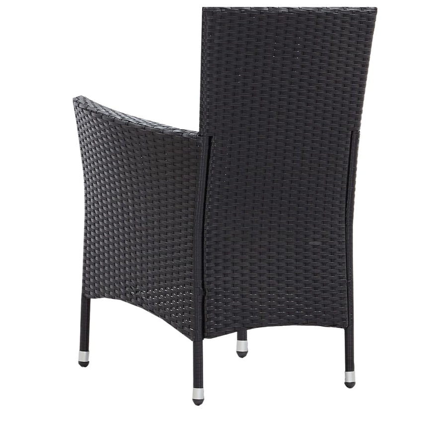 -Delige Tuinset Poly Rattan Zwart 5 90 cm tafellengte