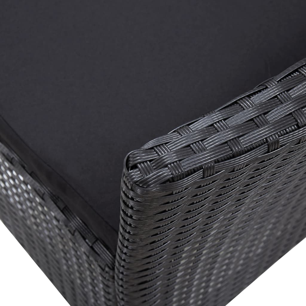 -Delige Tuinset Poly Rattan Zwart 5 90 cm tafellengte