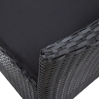 -Delige Tuinset Poly Rattan Zwart 5 90 cm tafellengte