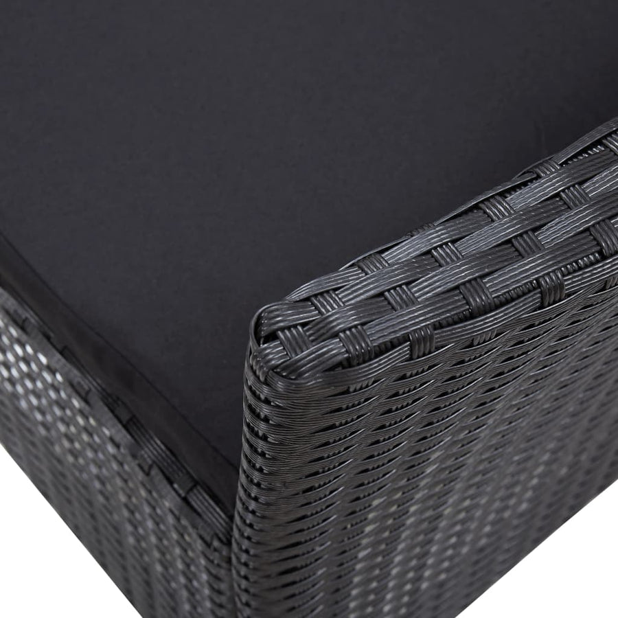 -Delige Tuinset Poly Rattan Zwart 5 90 cm tafellengte