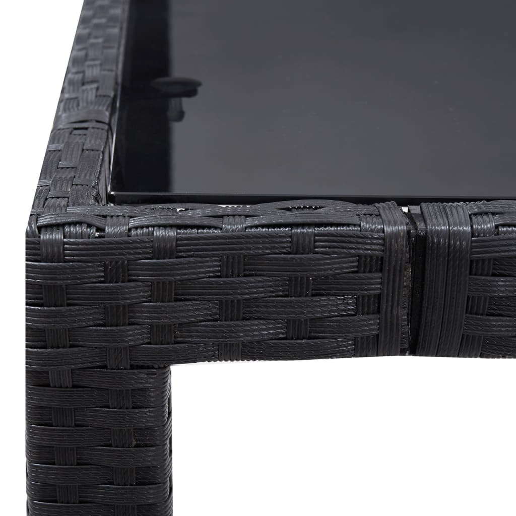 -Delige Tuinset Poly Rattan Zwart 5 90 cm tafellengte