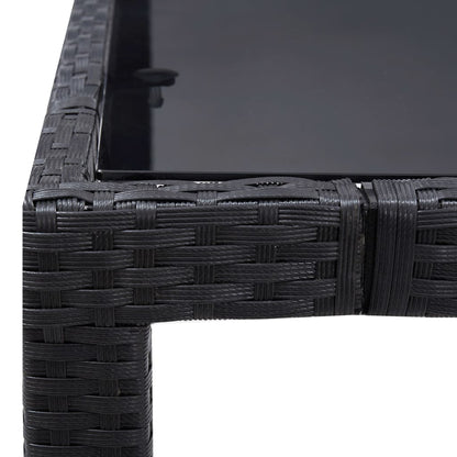 -Delige Tuinset Poly Rattan Zwart 5 90 cm tafellengte