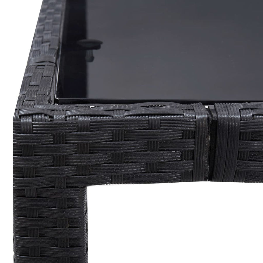 -Delige Tuinset Poly Rattan Zwart 5 90 cm tafellengte