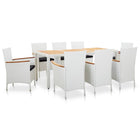 Tuinset poly rattan wit 9-delig acaciahout