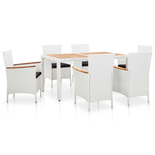 7-delige Tuinset poly rattan wit