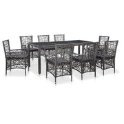 Tuinset poly rattan 9-delig grijs