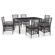 Tuinset 7-delig poly rattan grijs