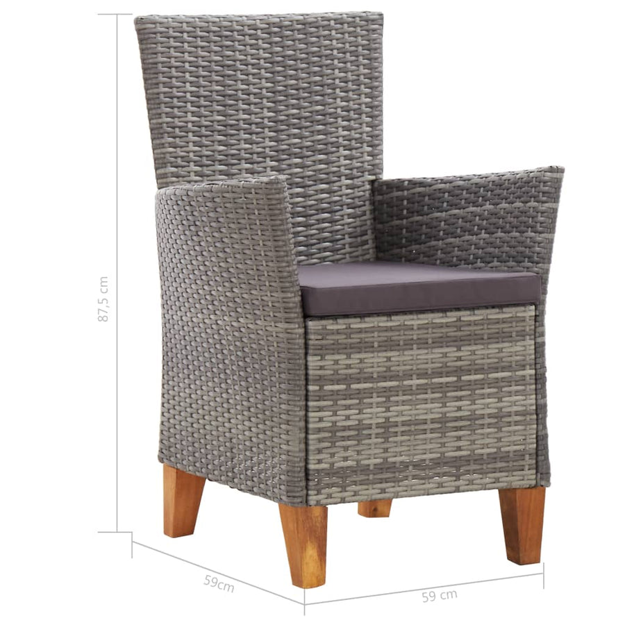 -Delige Eethoek Poly Rattan En Massief Acaciahout Grijs 5