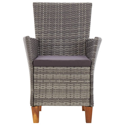 -Delige Eethoek Poly Rattan En Massief Acaciahout Grijs 5