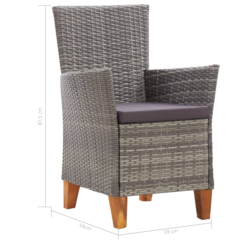 7-Delige Eethoek Poly Rattan En Massief Acaciahout Grijs 6