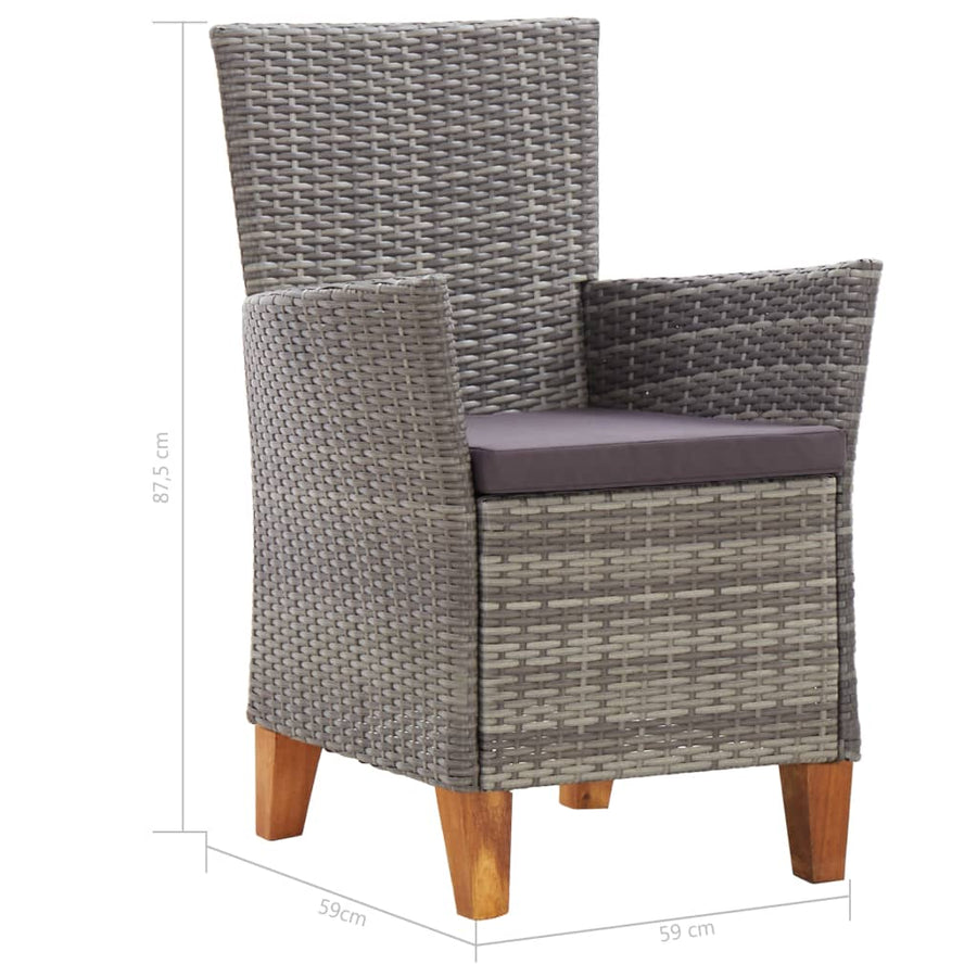 7-Delige Eethoek Poly Rattan En Massief Acaciahout Grijs 6