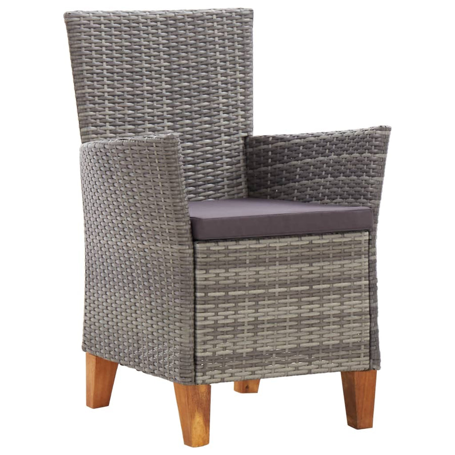 7-Delige Eethoek Poly Rattan En Massief Acaciahout Grijs 6