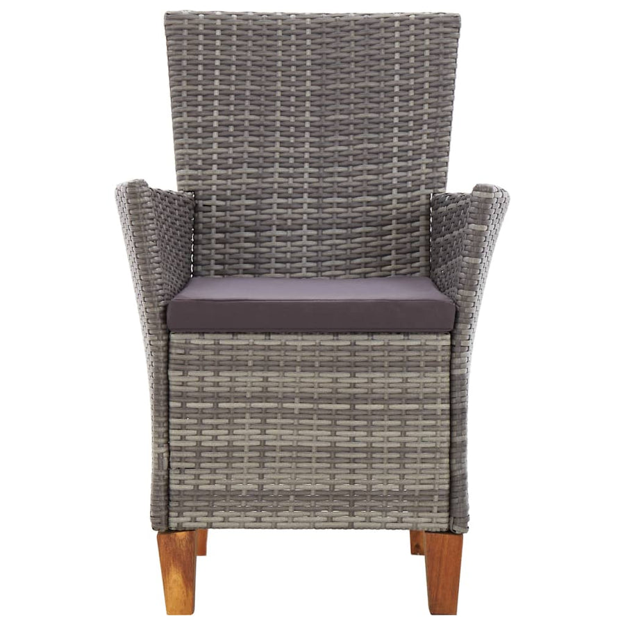 7-Delige Eethoek Poly Rattan En Massief Acaciahout Grijs 6