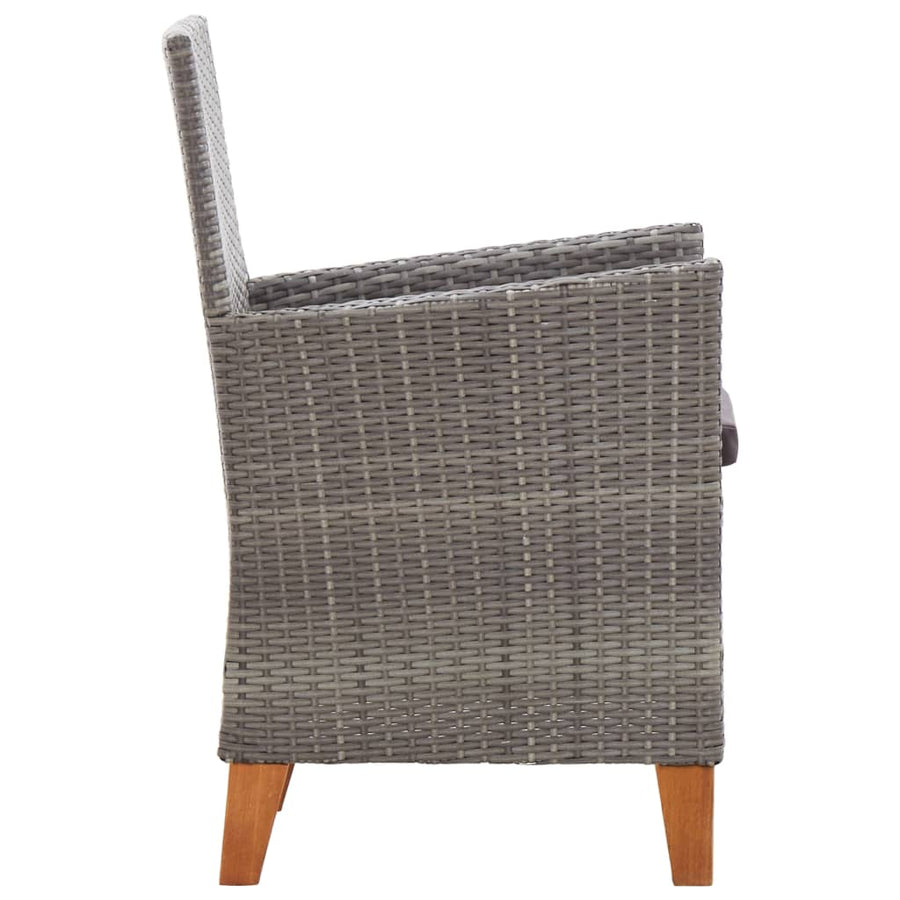 7-Delige Eethoek Poly Rattan En Massief Acaciahout Grijs 6