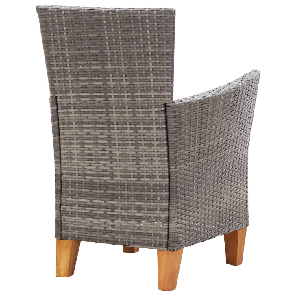 7-Delige Eethoek Poly Rattan En Massief Acaciahout Grijs 6