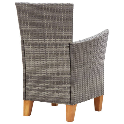 7-Delige Eethoek Poly Rattan En Massief Acaciahout Grijs 6