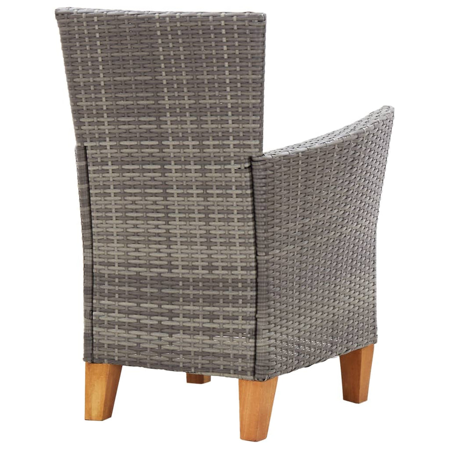7-Delige Eethoek Poly Rattan En Massief Acaciahout Grijs 6