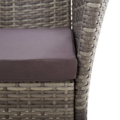 7-Delige Eethoek Poly Rattan En Massief Acaciahout Grijs 6