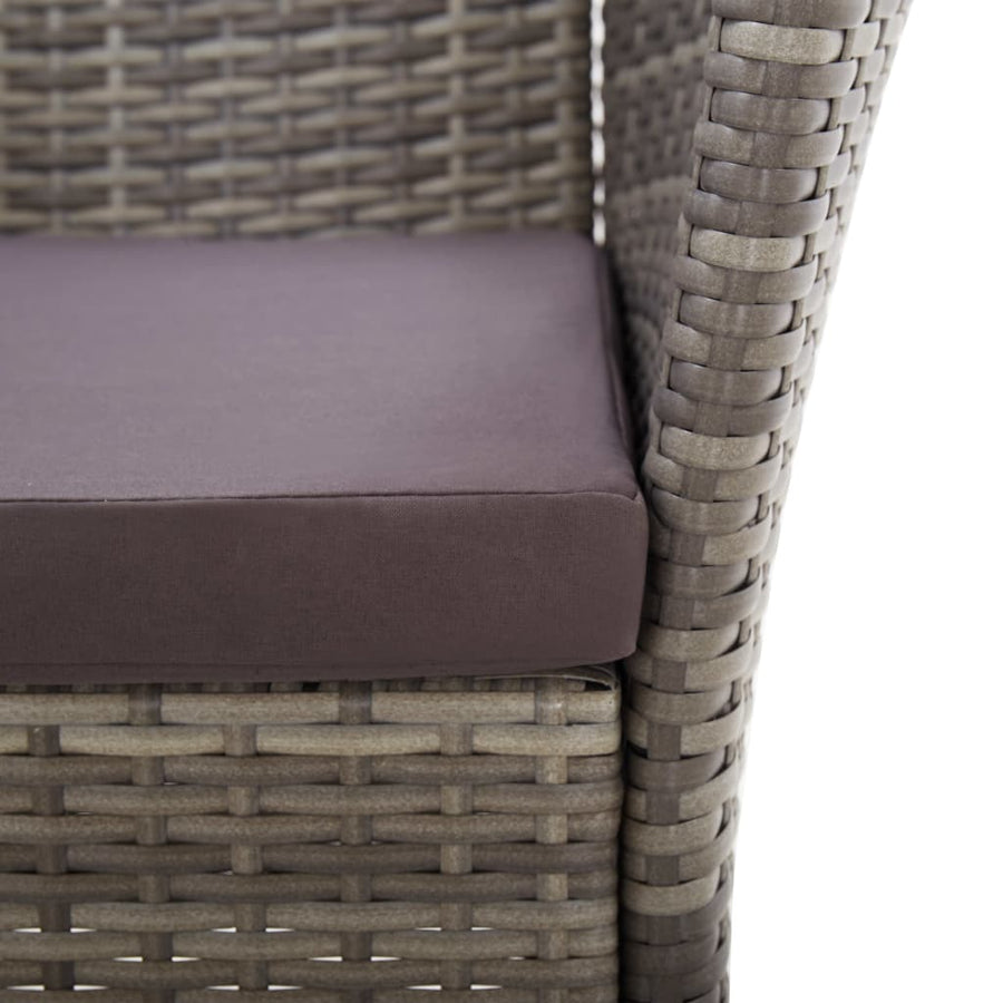 7-Delige Eethoek Poly Rattan En Massief Acaciahout Grijs 6