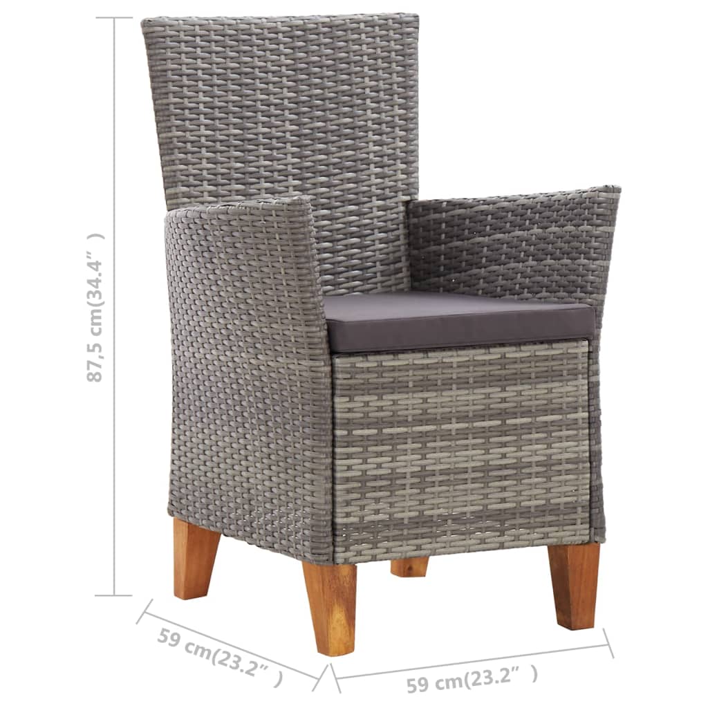 9-Delige Eethoek Poly Rattan En Massief Acaciahout Grijs 8