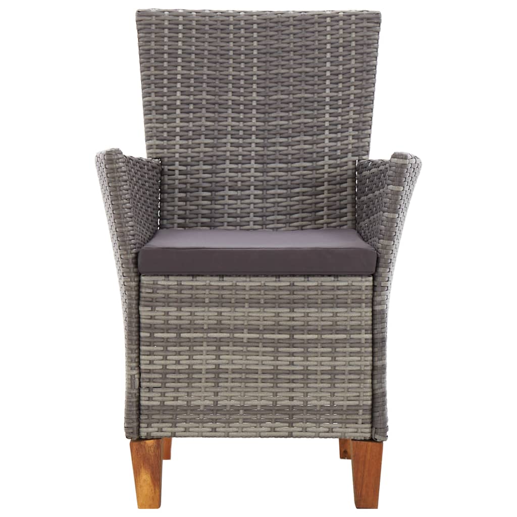 9-Delige Eethoek Poly Rattan En Massief Acaciahout Grijs 8