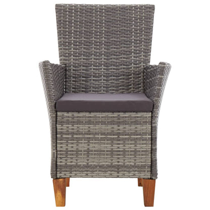 9-Delige Eethoek Poly Rattan En Massief Acaciahout Grijs 8