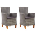 Tuinstoelen 2 st poly rattan grijs met kussens