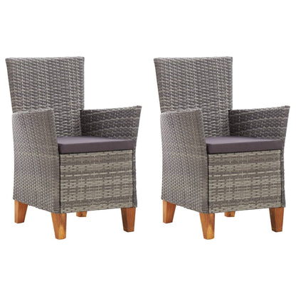 Tuinstoelen 2 St Met Kussens Poly Rattan Grijs