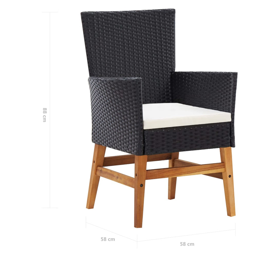 7-Delige Tuinset Poly Rattan En Acaciahout Zwart 7