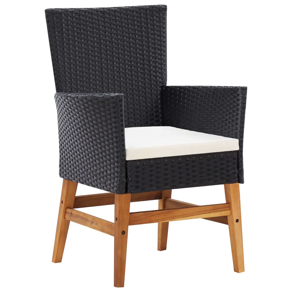 7-Delige Tuinset Poly Rattan En Acaciahout Zwart 7