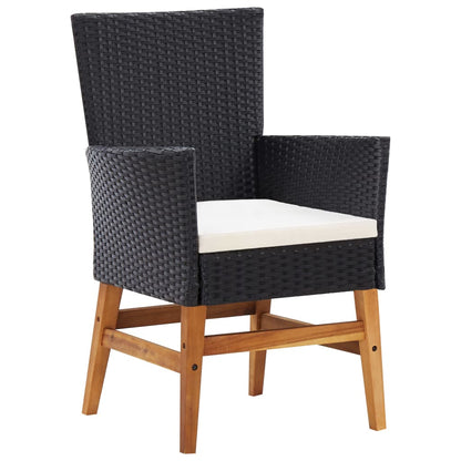 7-Delige Tuinset Poly Rattan En Acaciahout Zwart 7