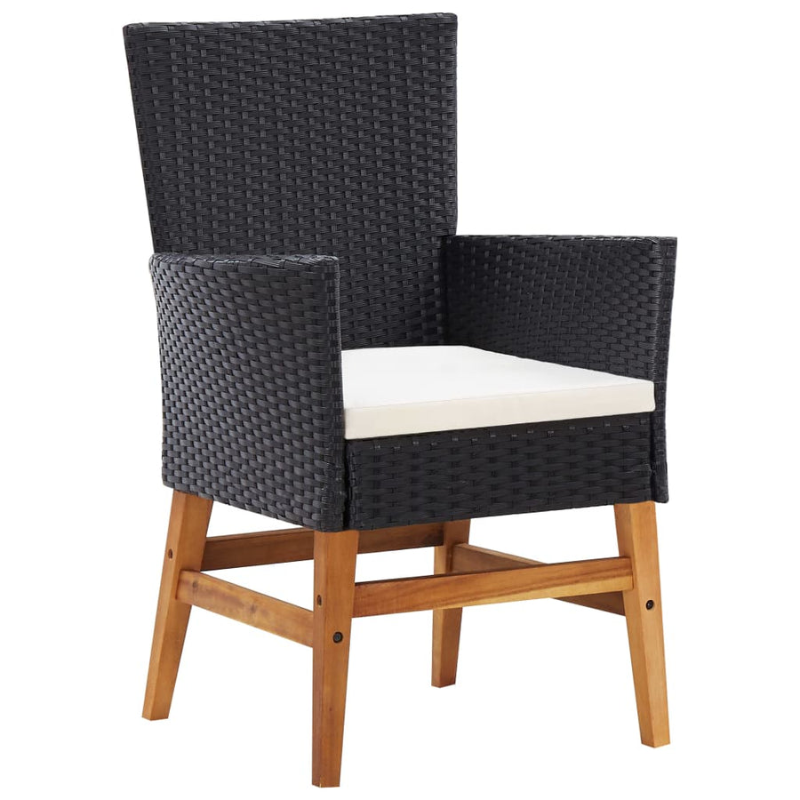 7-Delige Tuinset Poly Rattan En Acaciahout Zwart 7
