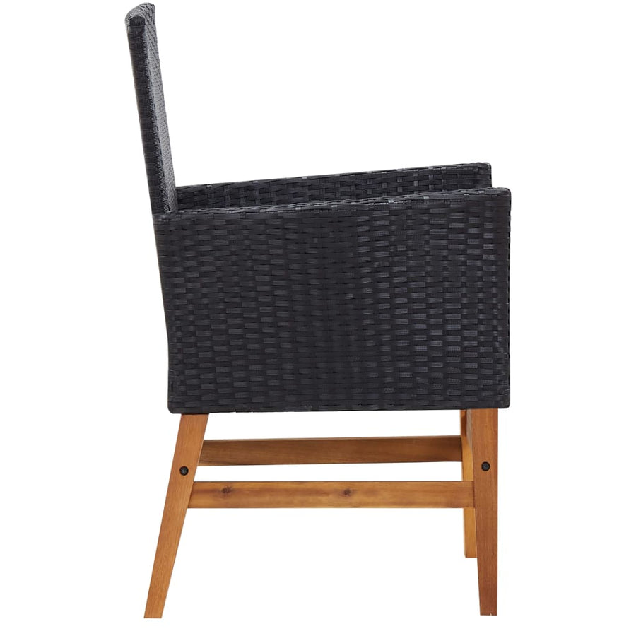 7-Delige Tuinset Poly Rattan En Acaciahout Zwart 7