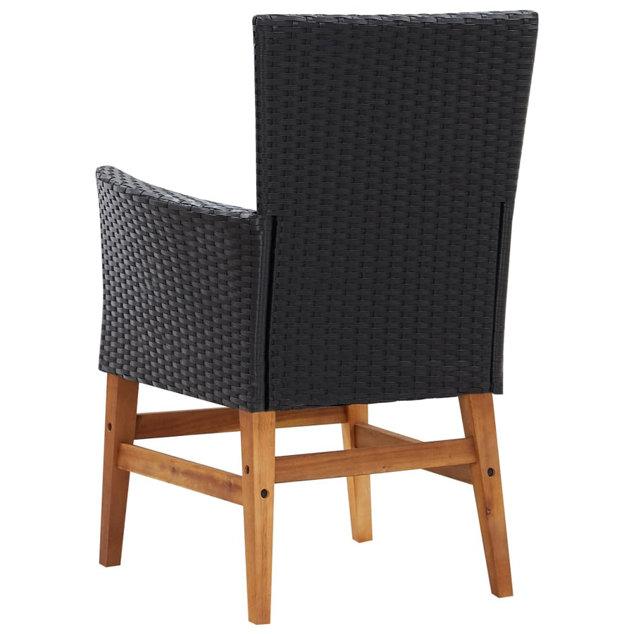 7-Delige Tuinset Poly Rattan En Acaciahout Zwart 7