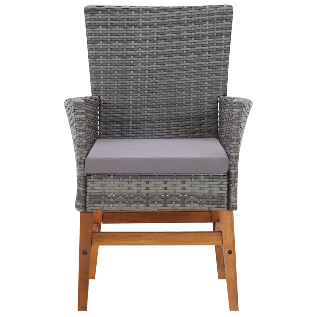 -Delige Tuinset Poly Rattan En Acaciahout 7 Grijs