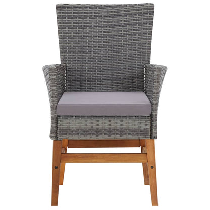 -Delige Tuinset Poly Rattan En Acaciahout 7 Grijs