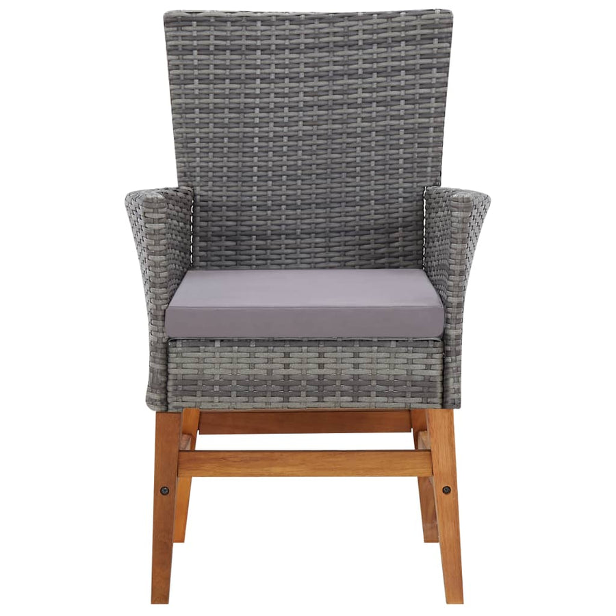 -Delige Tuinset Poly Rattan En Acaciahout 7 Grijs