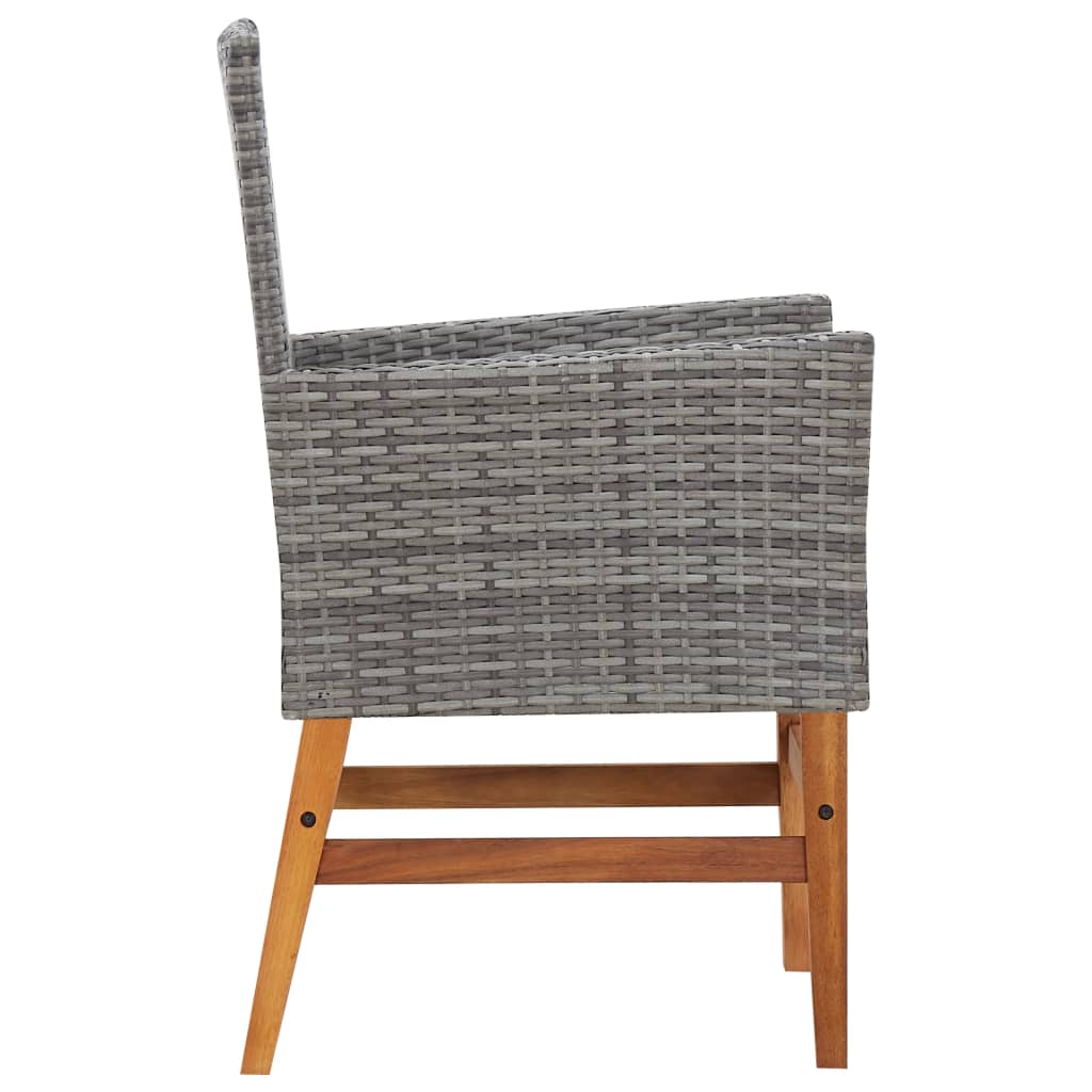 -Delige Tuinset Poly Rattan En Acaciahout 7 Grijs