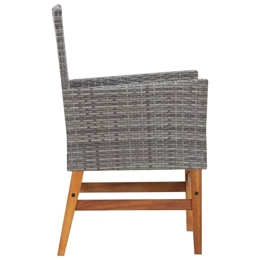 -Delige Tuinset Poly Rattan En Acaciahout 7 Grijs