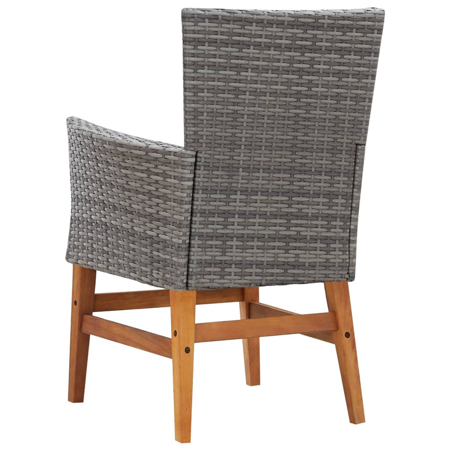 -Delige Tuinset Poly Rattan En Acaciahout 7 Grijs