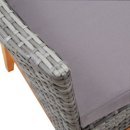-Delige Tuinset Poly Rattan En Acaciahout 7 Grijs
