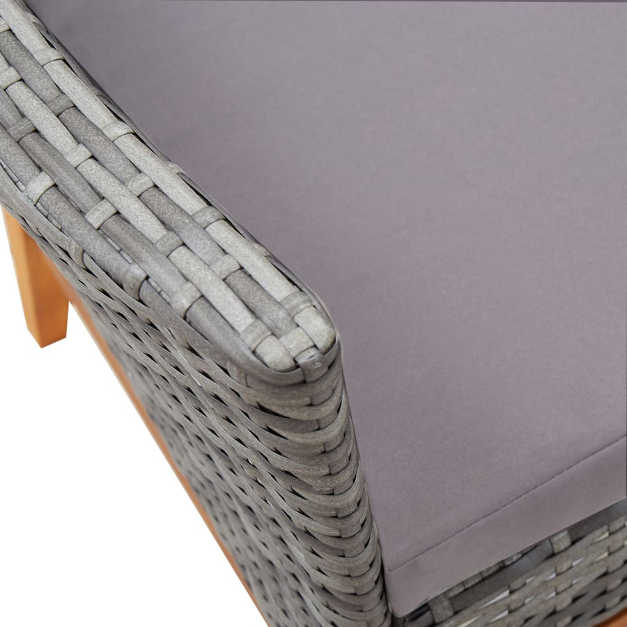 -Delige Tuinset Poly Rattan En Acaciahout 7 Grijs