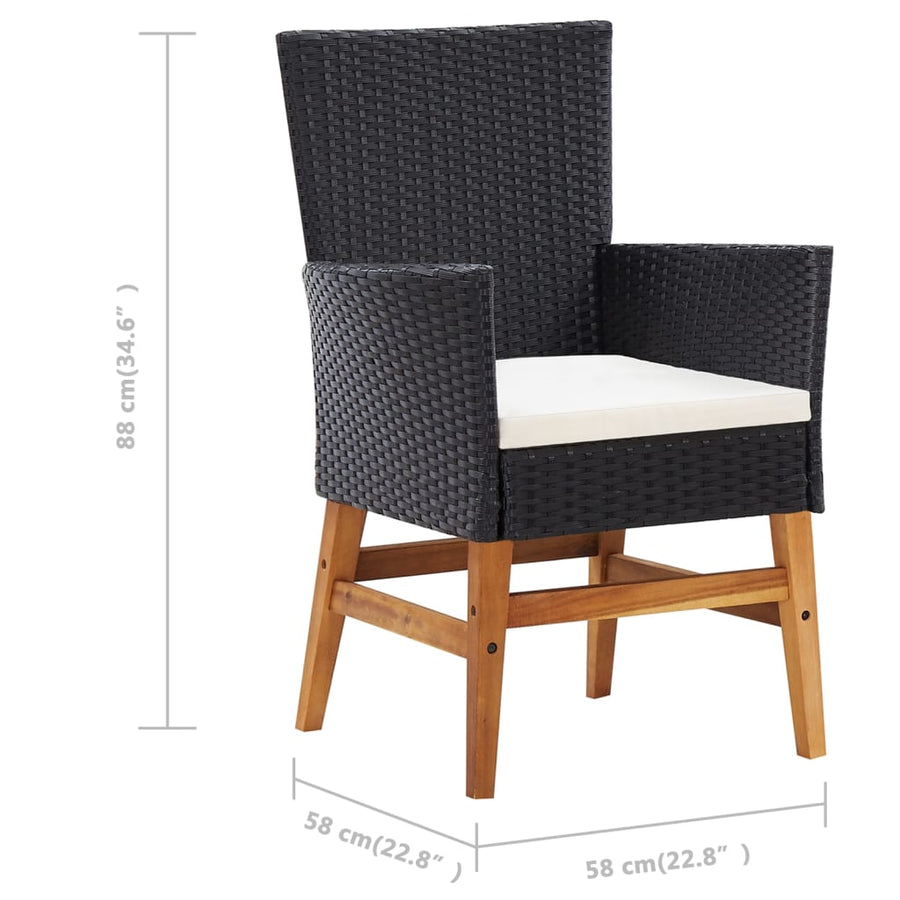 9-delige Tuinset poly rattan en acaciahout zwart
