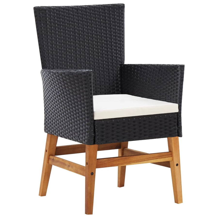 9-delige Tuinset poly rattan en acaciahout zwart