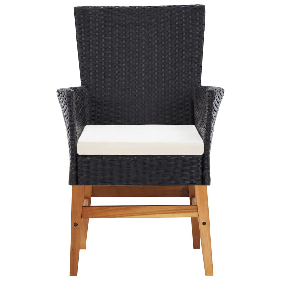 9-delige Tuinset poly rattan en acaciahout zwart
