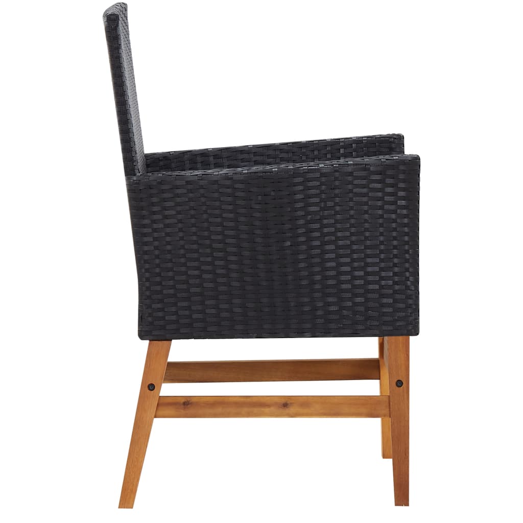 9-delige Tuinset poly rattan en acaciahout zwart